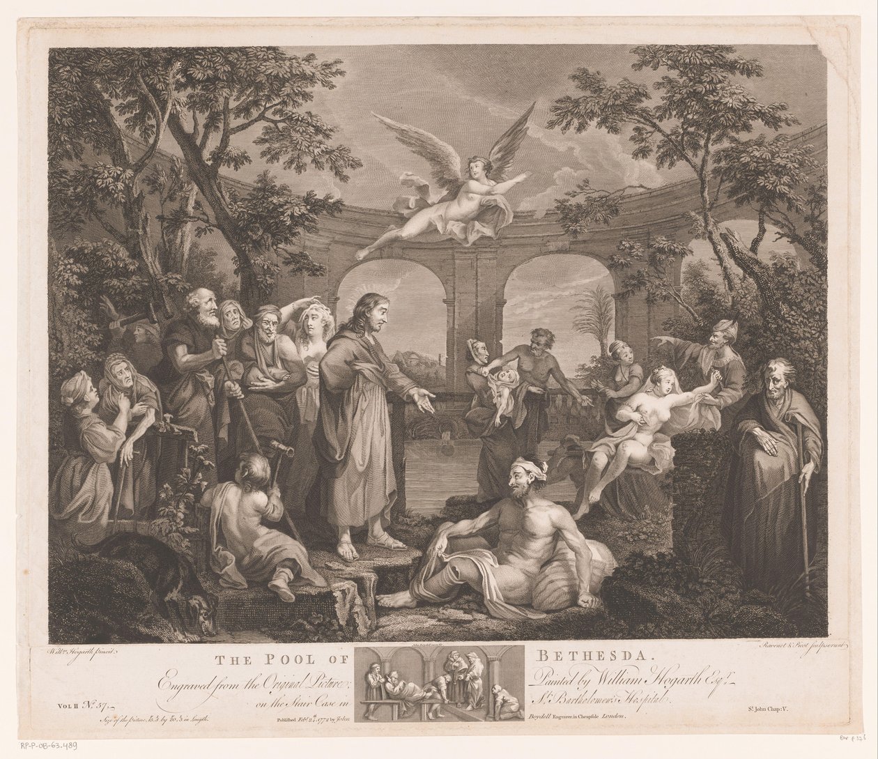 Kristus helbreder de syge i Bethesda The Pool of Bethesda (titel på objekt) af Simon François Ravenet (le vieux)