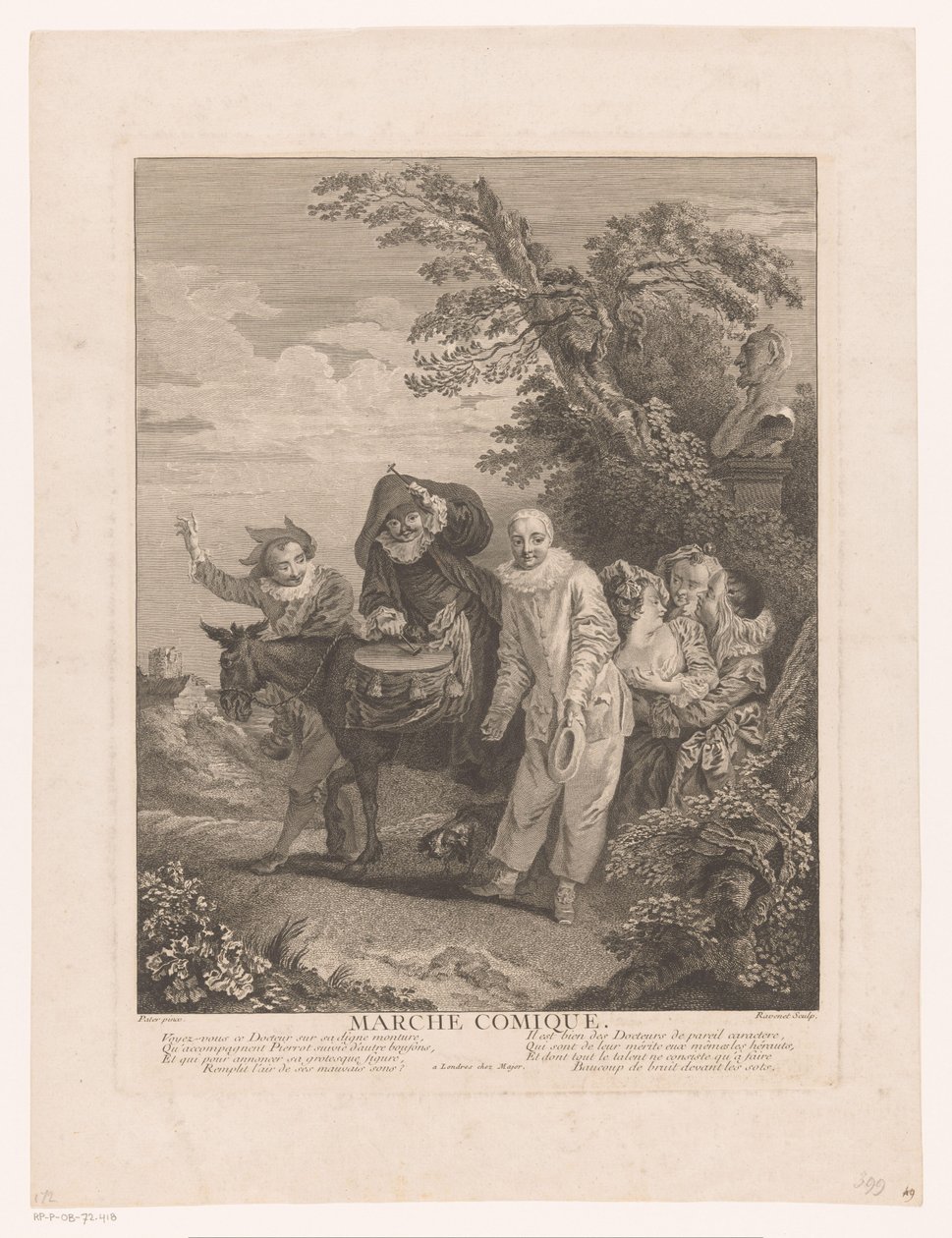 Procession af teaterfigurer Marche Comique (titel på objekt) af Simon François Ravenet (le vieux)