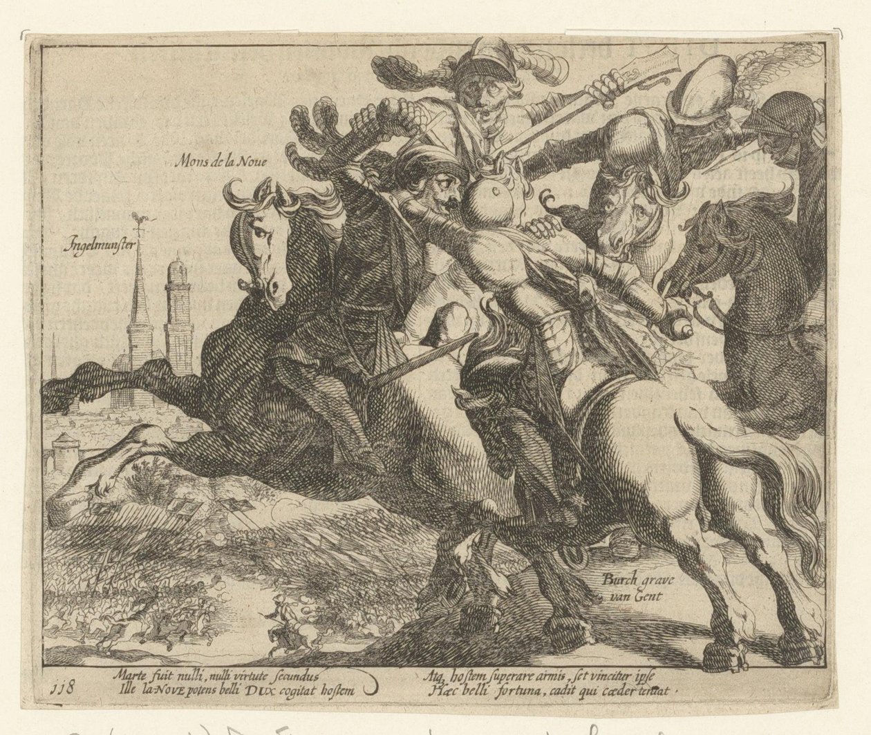 François de la Noue blev taget til fange under slaget ved Ingelmunster, 1580 af Simon Frisius