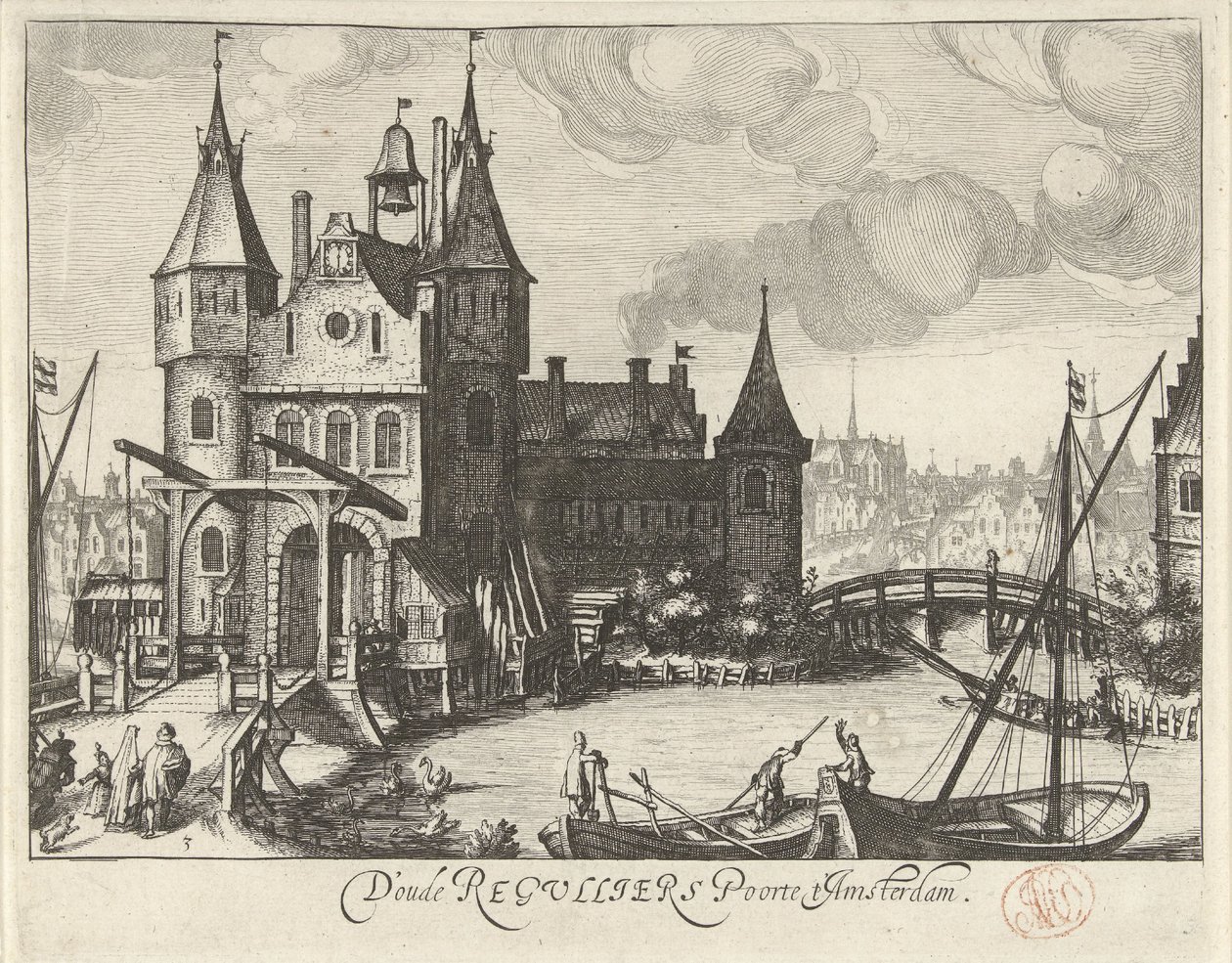 Udsigt over den første Regulierspoort i Amsterdam af Simon Frisius