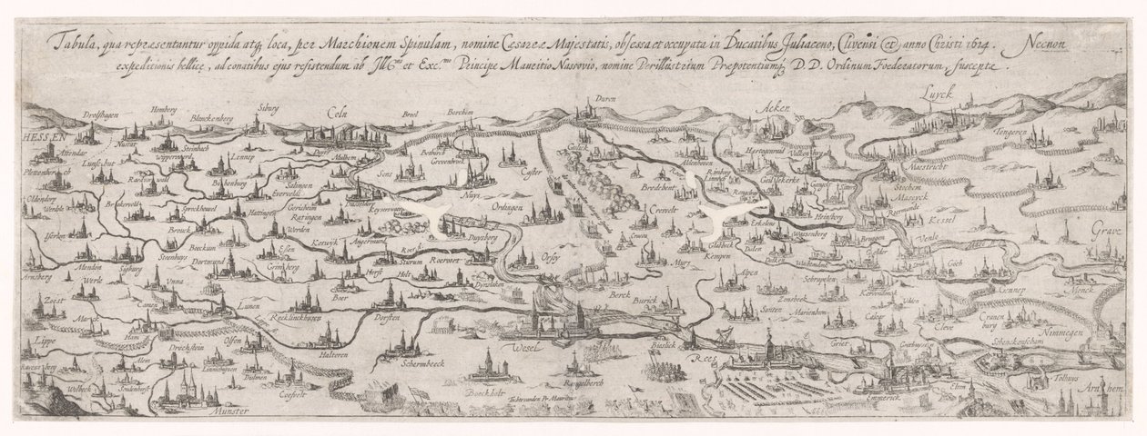 Kort over hertugdømmet Gulik, 1614 af Simon Frisius