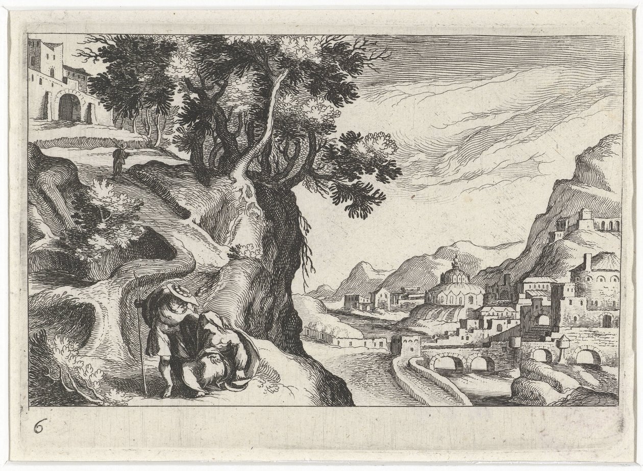 Landschap mødte Juda en Tamar Sydeuropæisk landskab (serietitel) Topografi af forskellige regioner (serietitel) af Simon Frisius