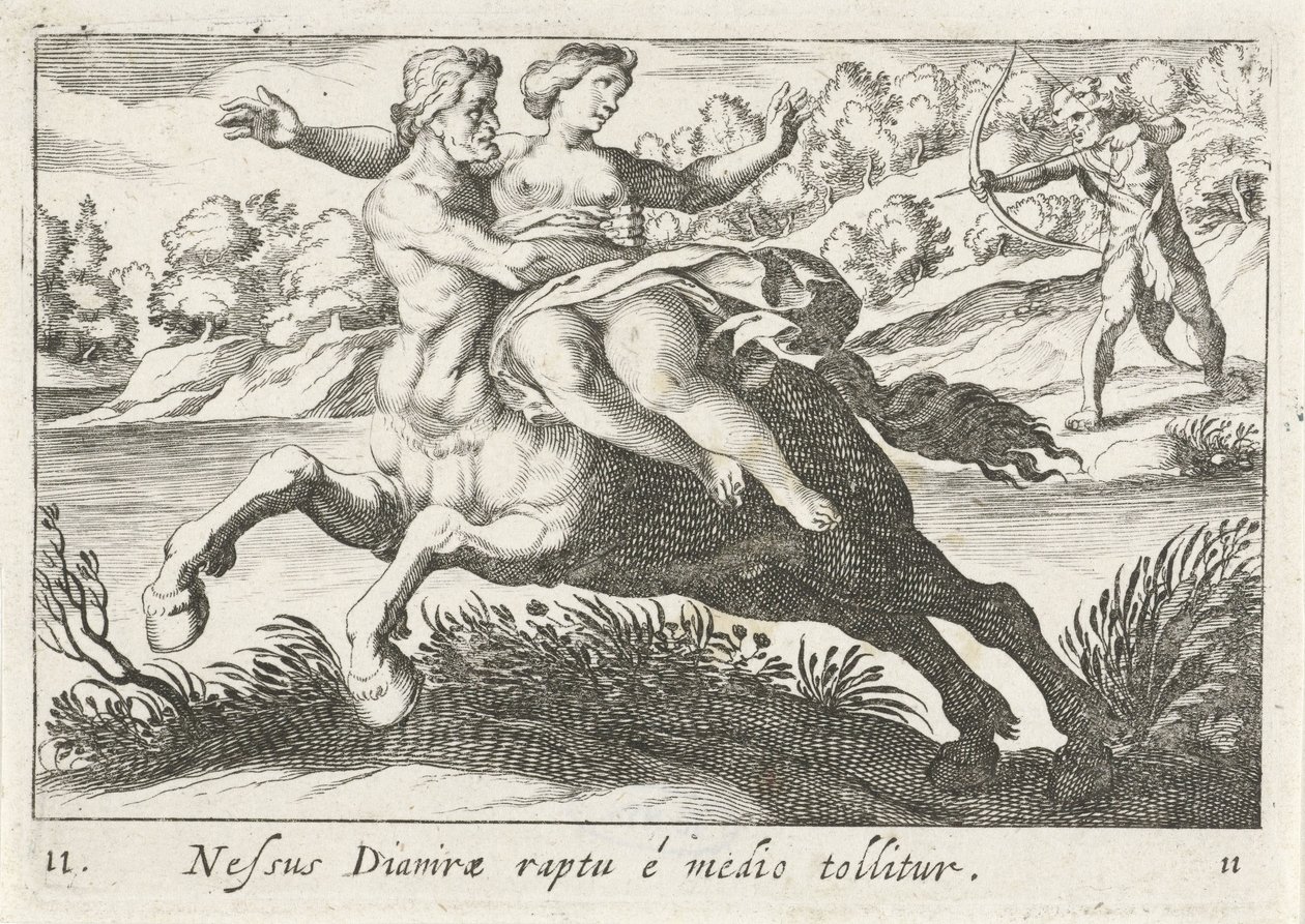 Nessus forsøger at bortføre Deïanira af Simon Frisius
