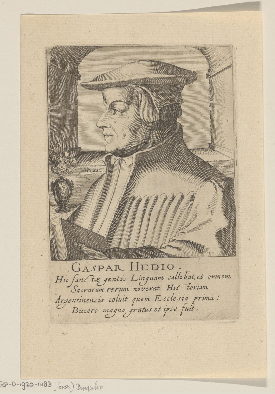 Portræt af Caspar Hedio af Simon Frisius