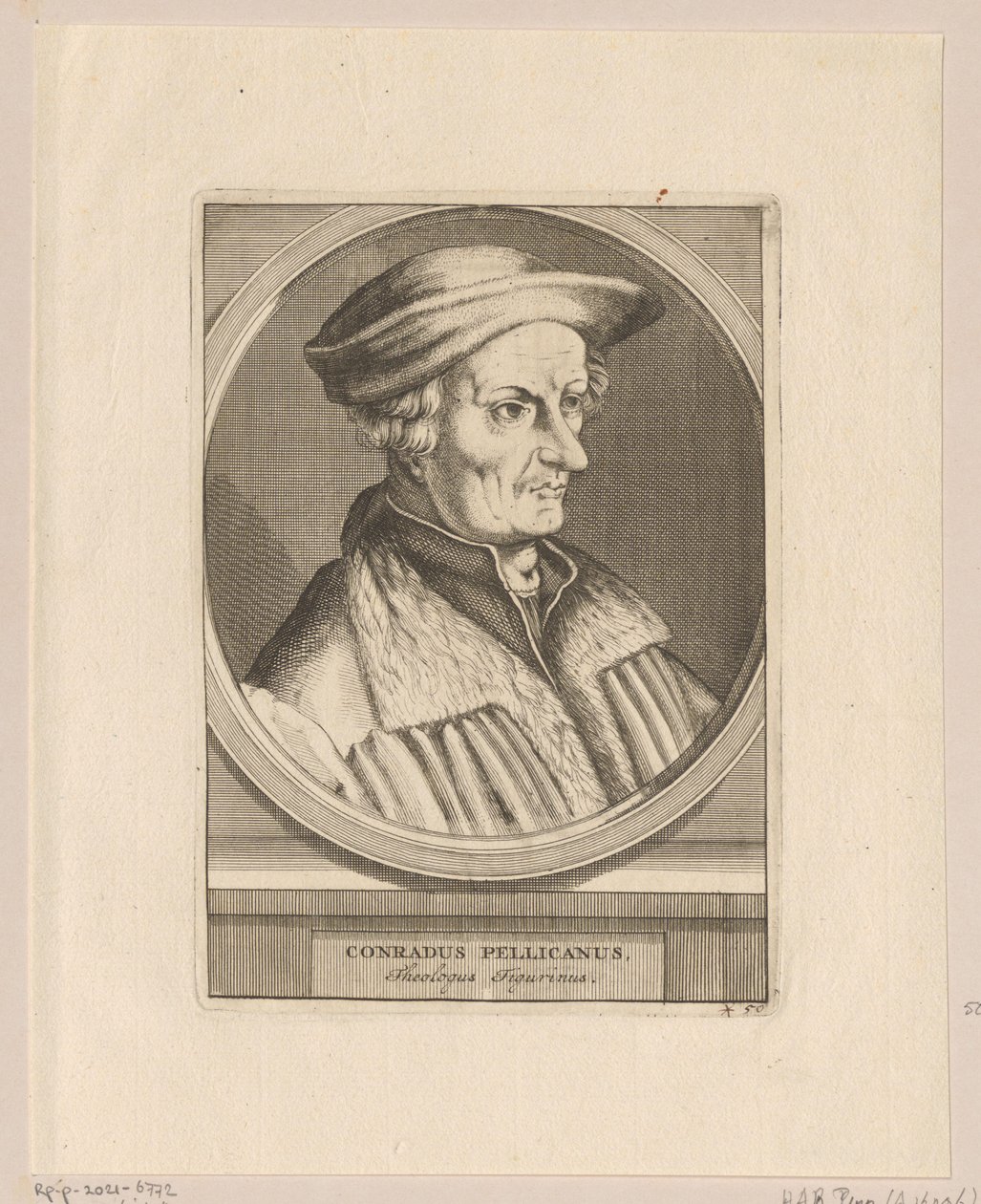 Portræt af Conrad Pellican af Simon Frisius