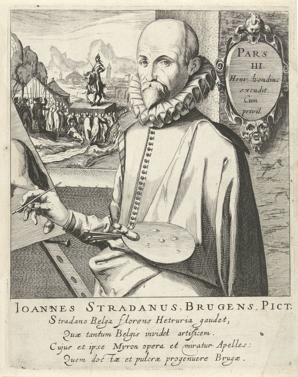 Portræt af Jan van der Straet af Simon Frisius