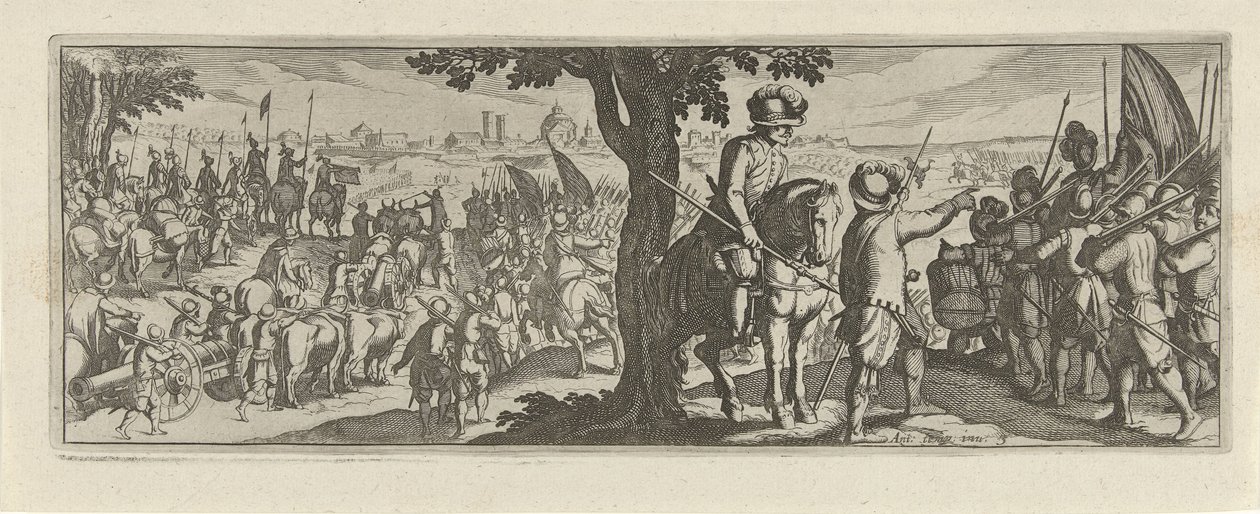 Twee soldater under en boom Cavalry (serietitel) Faecvnda hvad er den elskede af Phaebus og den taknemmelige Florentia til mænd af ivrig geni, nok er vist af pvgnas, enthea ved kraften af ​​de bryster, som Mercury udskårne den garvede klient (serietitel) af Simon Frisius