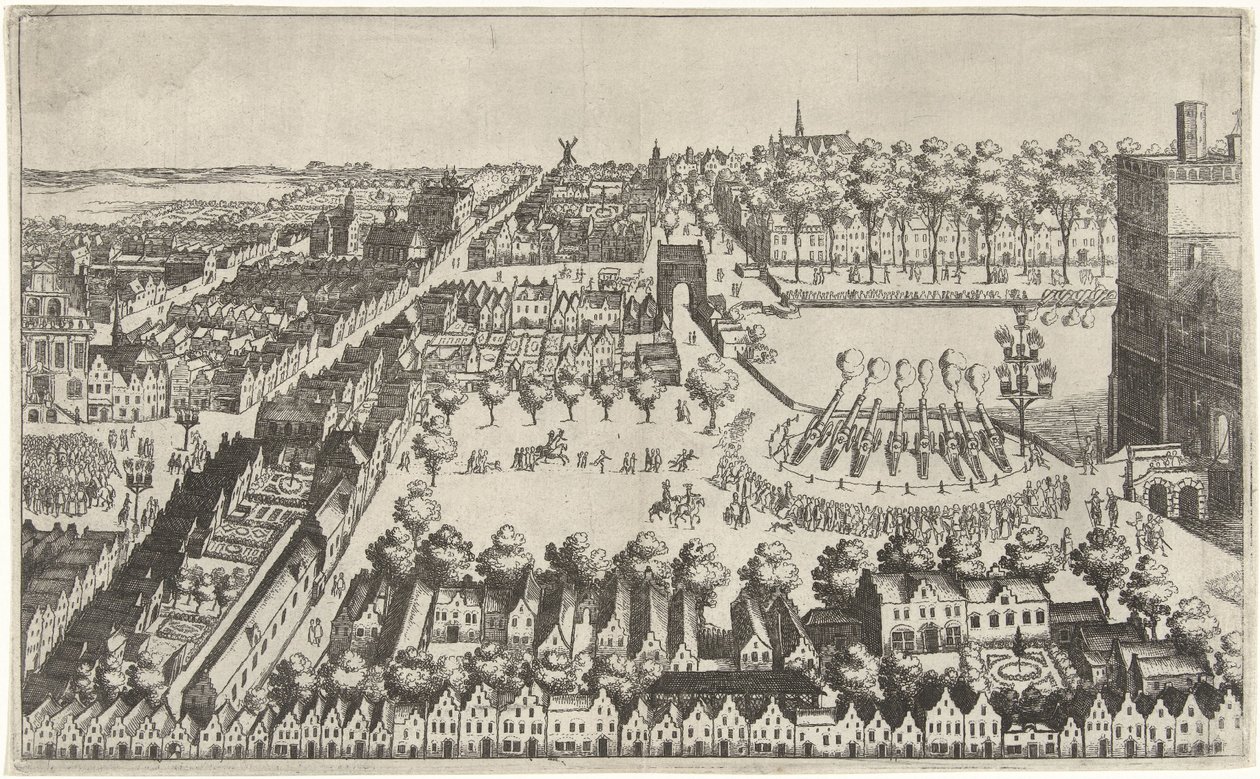 Fyrværkeri i Haag efter indgåelsen af våbenhvilen, 1609 af Simon Frisius
