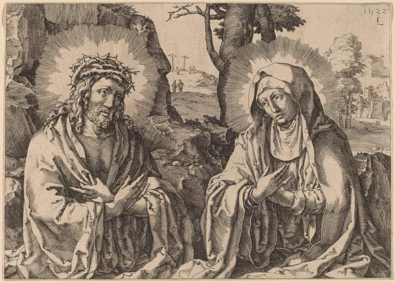 Frelseren og Jomfruen af Simon Frisius after Lucas van Leyden