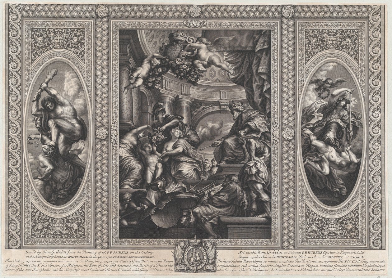 En allegorisk scene, der viser fordelene ved James
