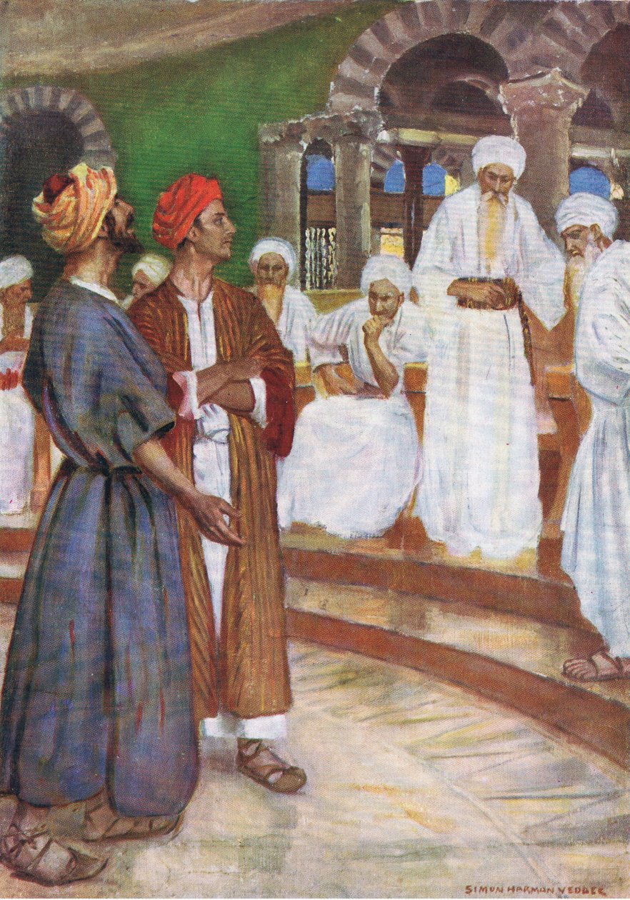 The boldness of Peter and John, fra The Bible Picture Book udgivet af Thomas Nelson, ca.1950 af Simon Harmon Vedder