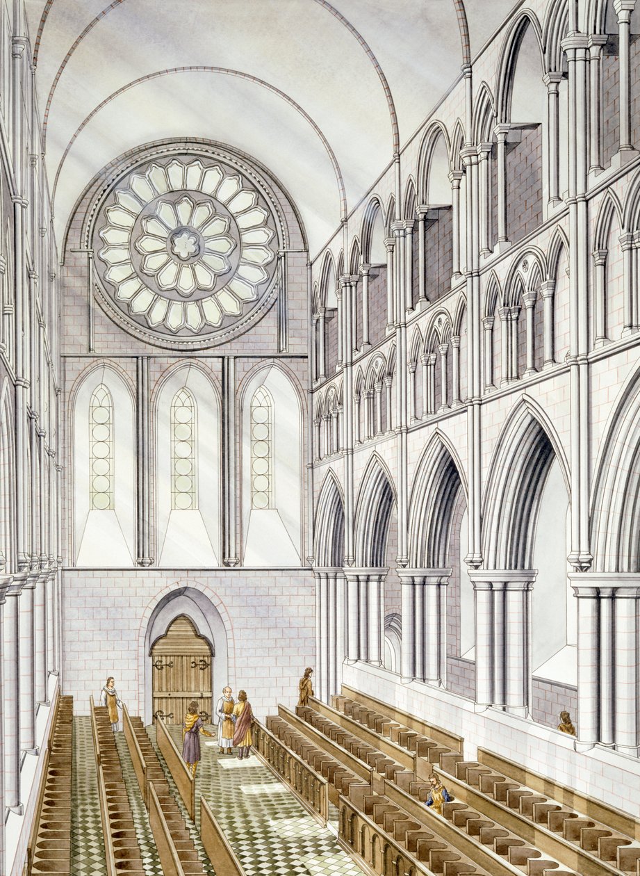 The Church Interior, Byland Abbey (akvarel på papir) af Simon Hayfield