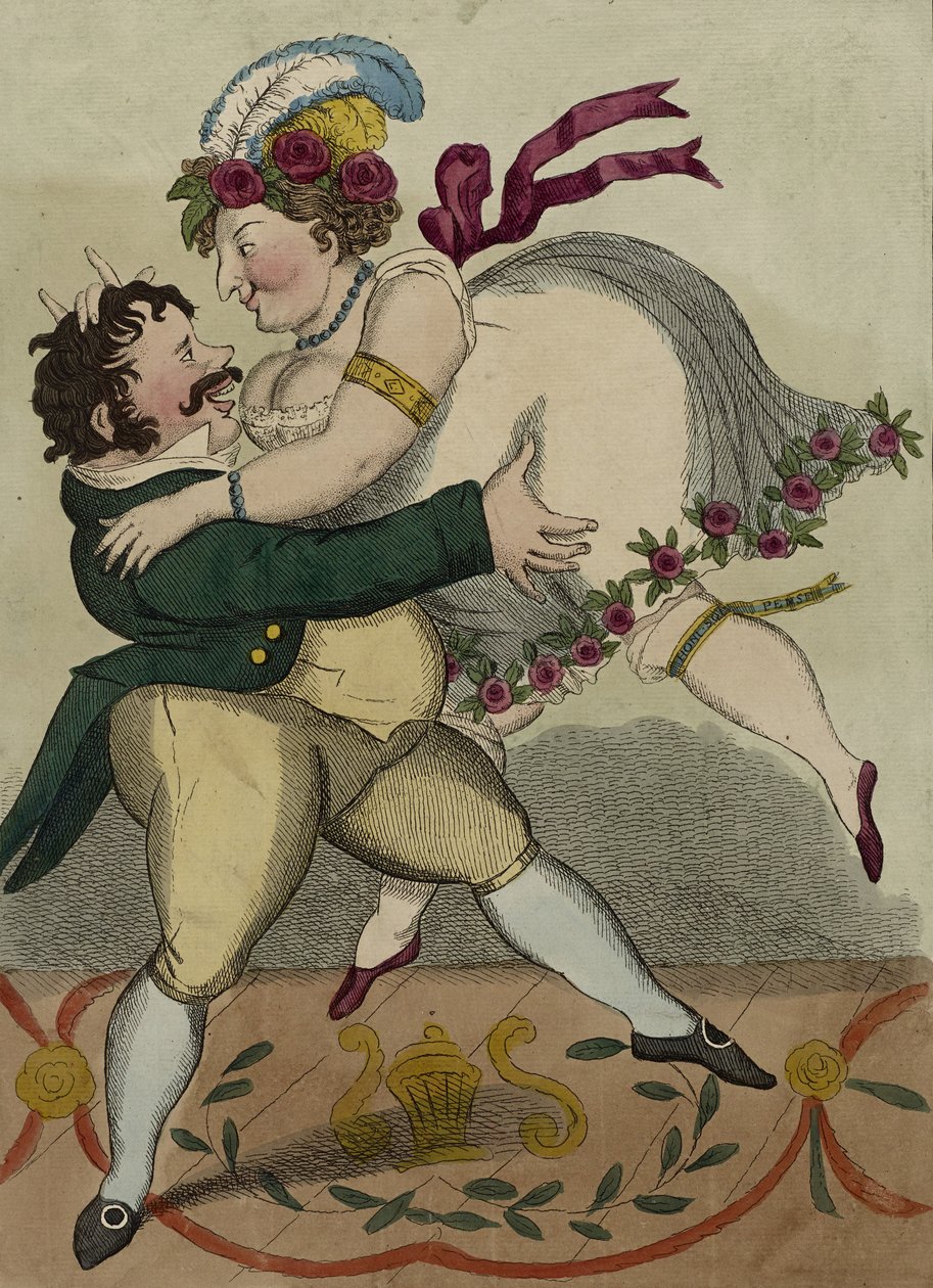 Den nye tyske vals, ca. 1818-tallet (håndfarvet radering) af Simon Hehl