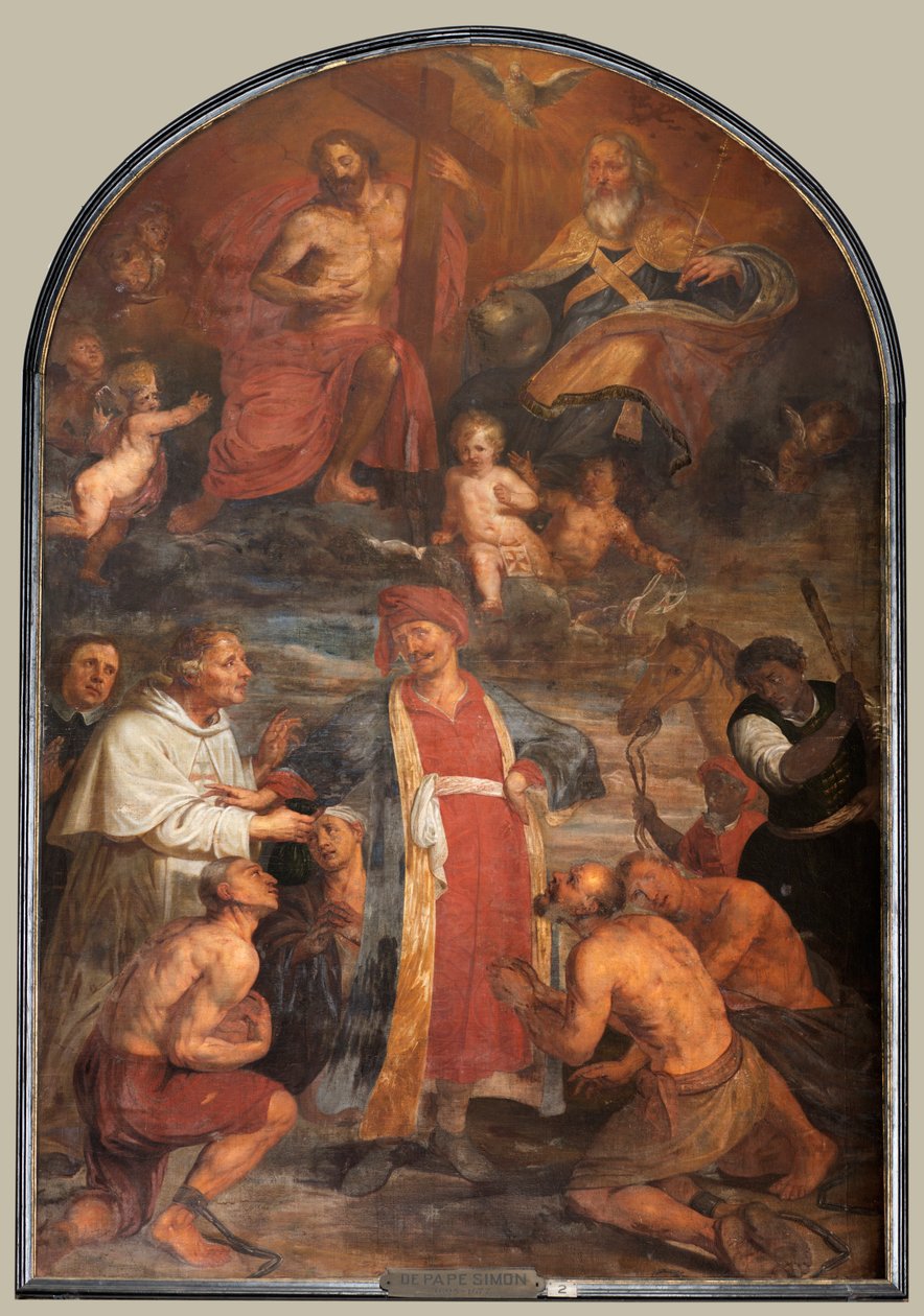 Sognekirke (Sint-Walburgakerk). Maleri, triptykon. Simon De Pape (?). Indløsning af de kristne slaver til tyrken. af Simon II de Pape