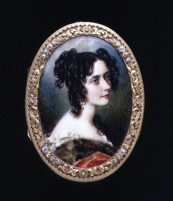 Portrætminiature af Georgina Carolina, Lady Astley, ca.1827 (akvarel på elfenben) af Simon Jacques Rochard