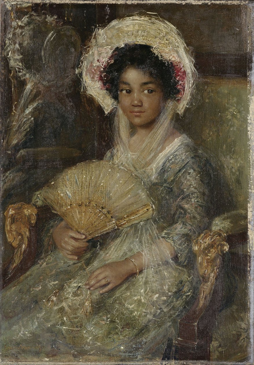 Ung kvinde med en fan, ca. 1906 (olie på lærred) af Simon Maris