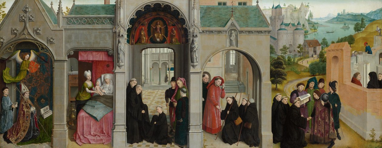 Scener fra Sankt Bertins liv - Bebudelsen med profeter og evangelister af Simon Marmion