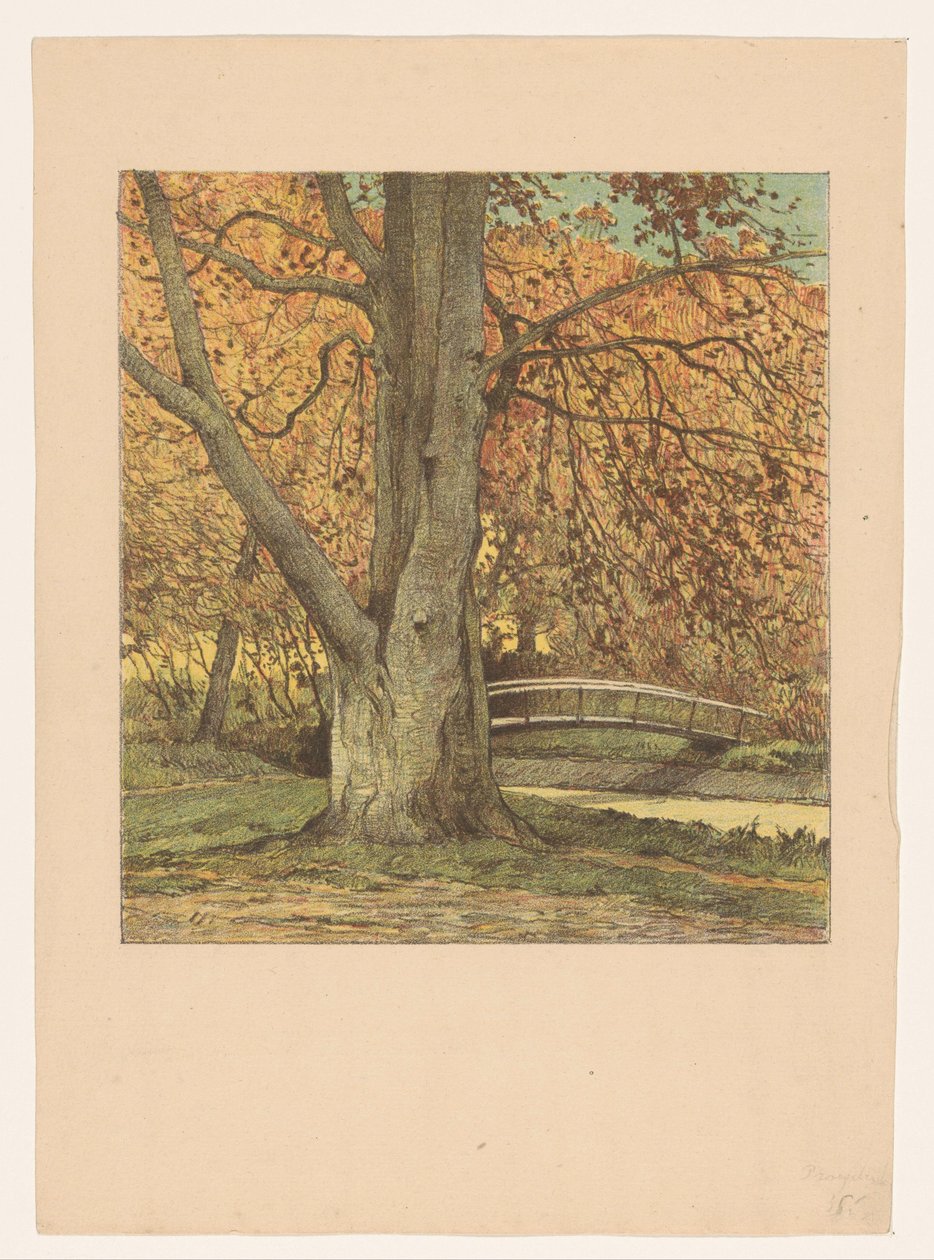 Træ ved et vandløb om efteråret af Simon Moulijn (attributed to)