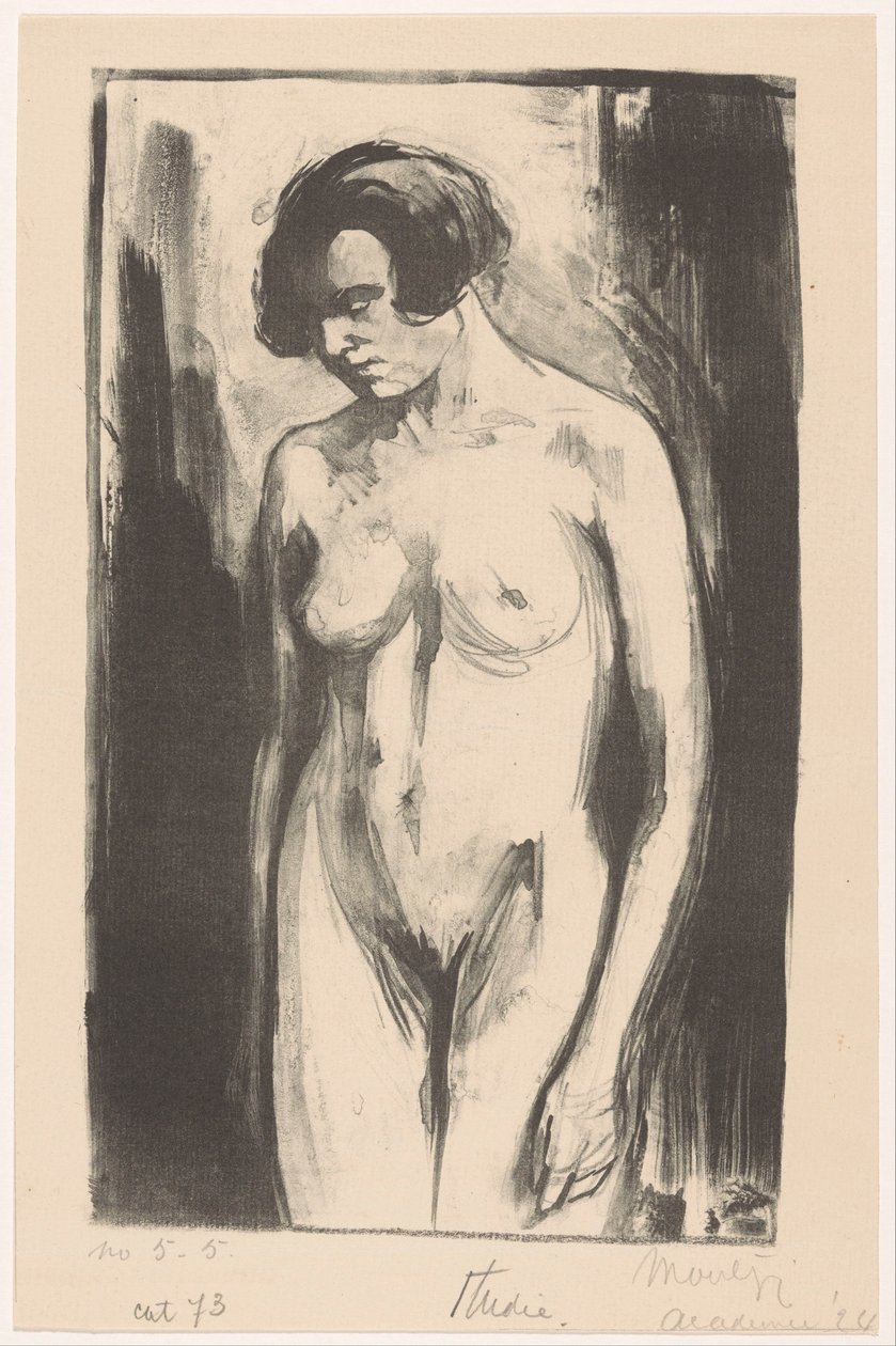 Studie af en stående nøgen kvinde af Simon Moulijn (signed by artist)