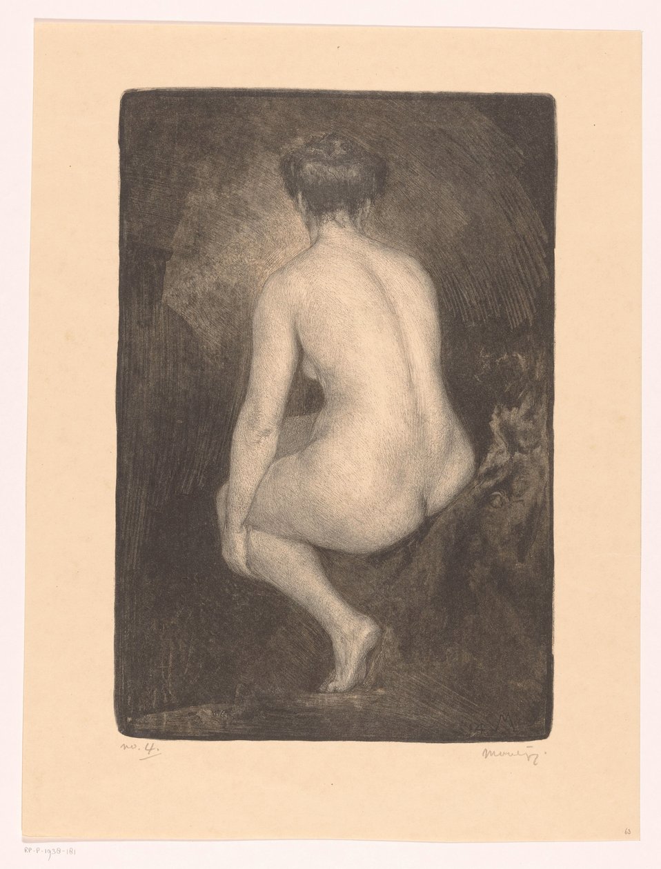 Siddende nøgen kvinde af Simon Moulijn (signed by artist)