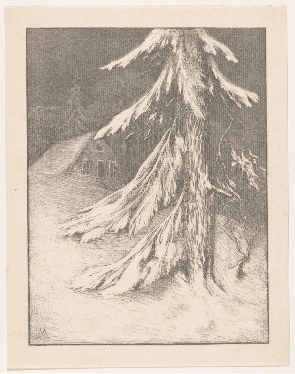 Gran i snelandskab Winter (original titel) af Simon Moulijn