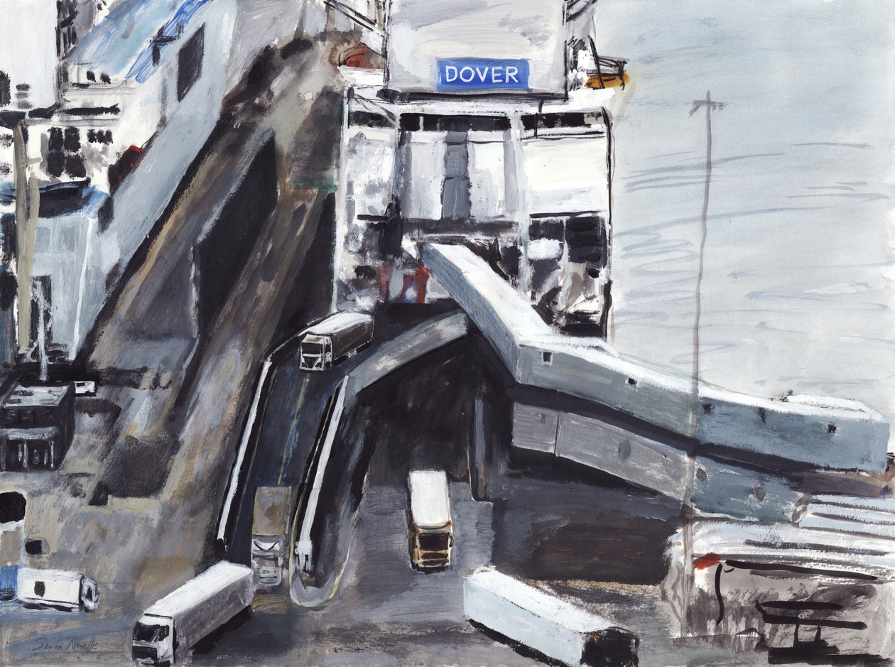 Dover, 2019 (akryl, akvarel, gouache og blæk på papir) af Simon Neville