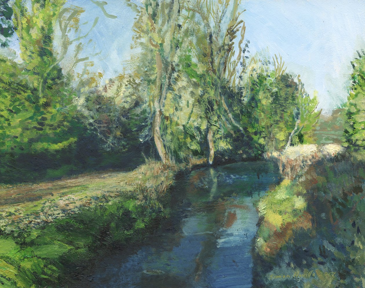 Latchmere Brook, Ham Common (olie på panel) af Simon Neville