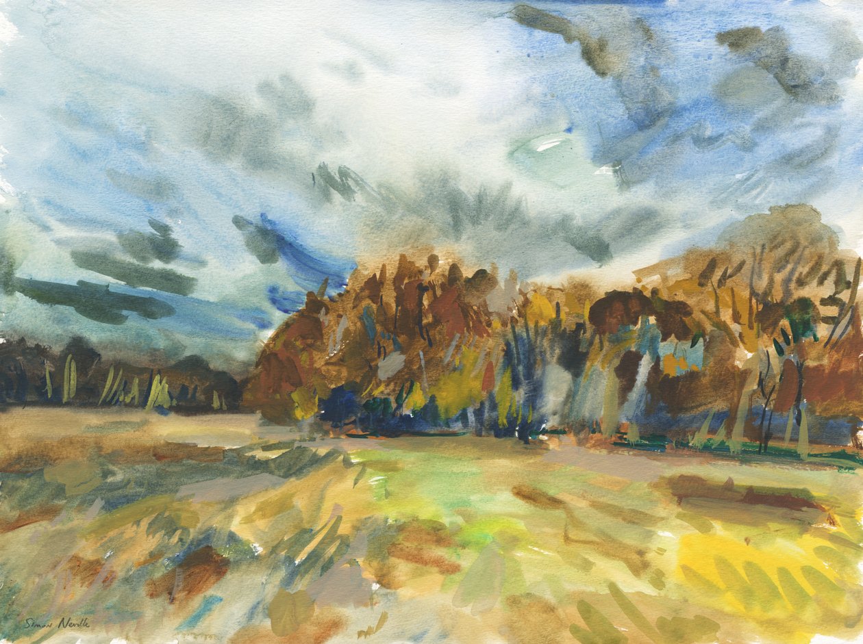 Richmond Park, 2018 (akvarel på papir) af Simon Neville