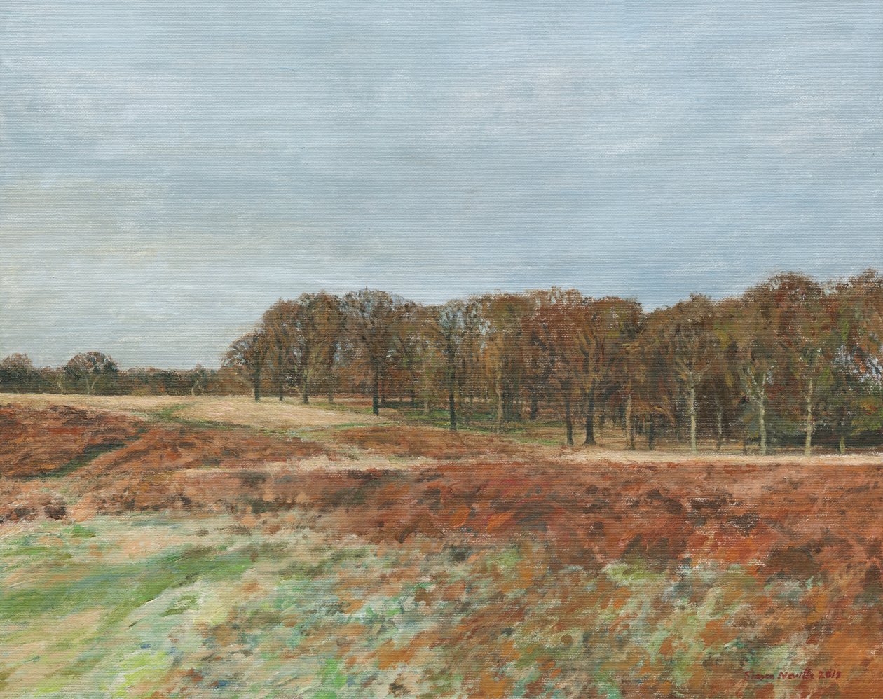 Richmond Park, 2019 (olie på lærred) af Simon Neville