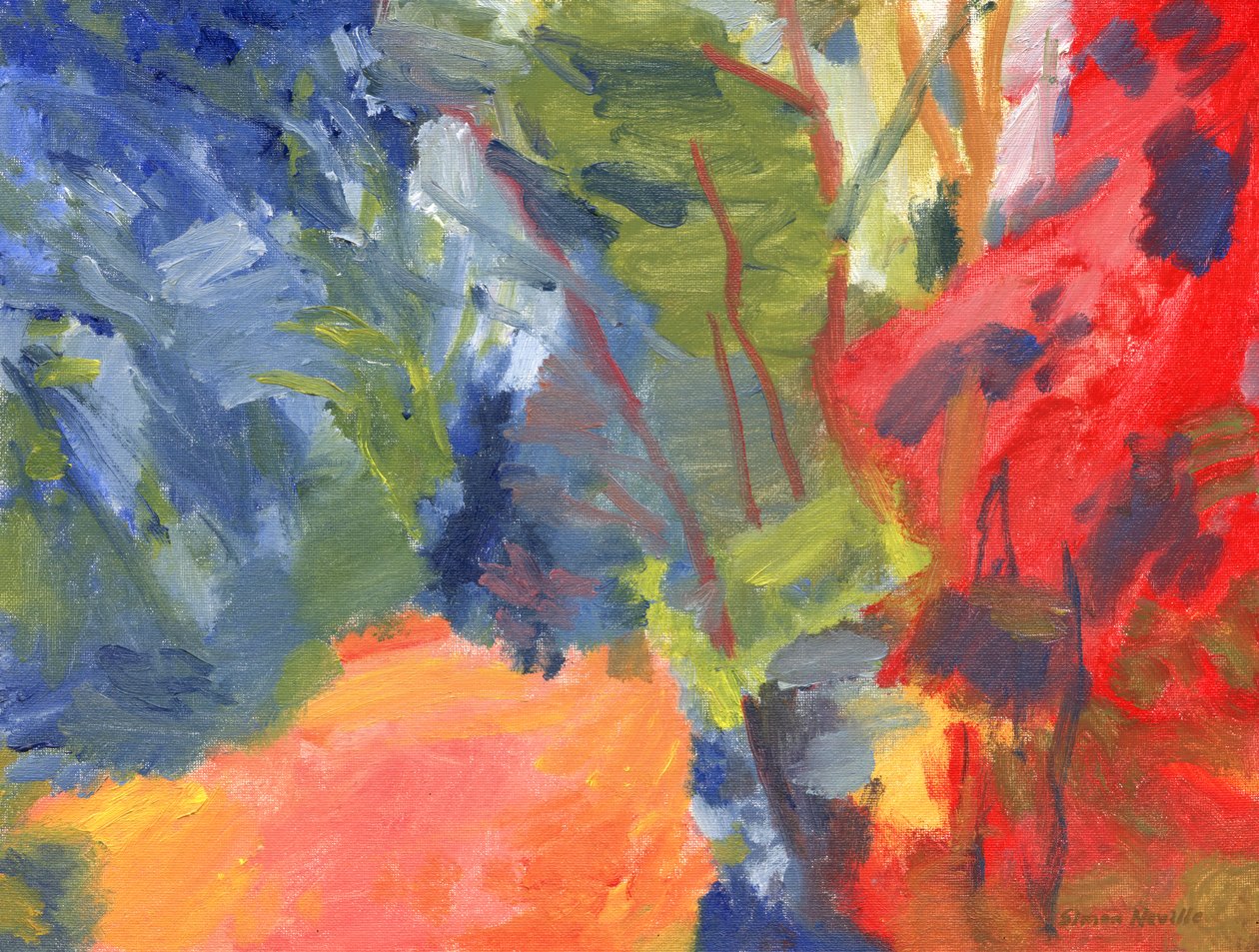 Woodland Pathway 16, 2023 (olie på lærredspanel) af Simon Neville