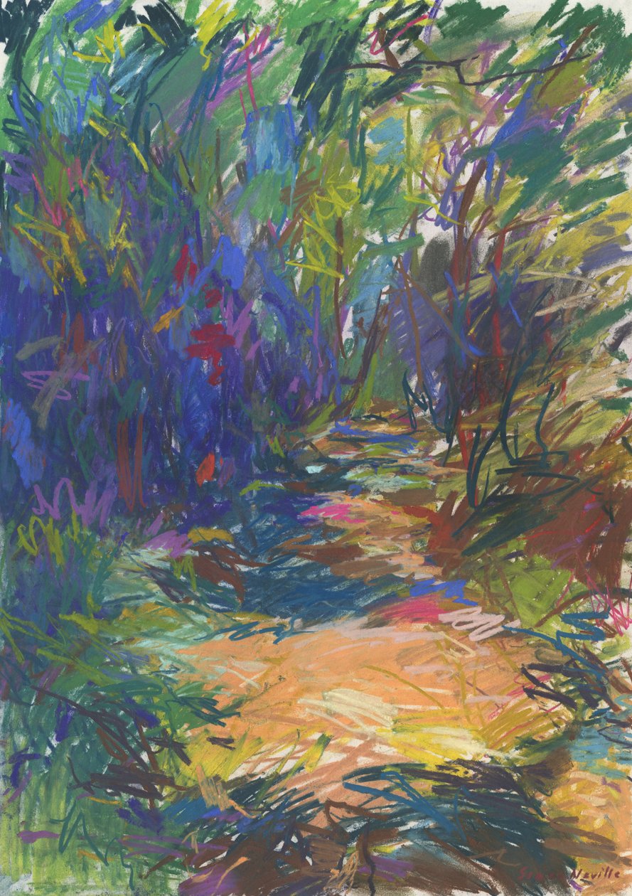 Woodland pathway no 24, 2024 (pastel på papir) af Simon Neville