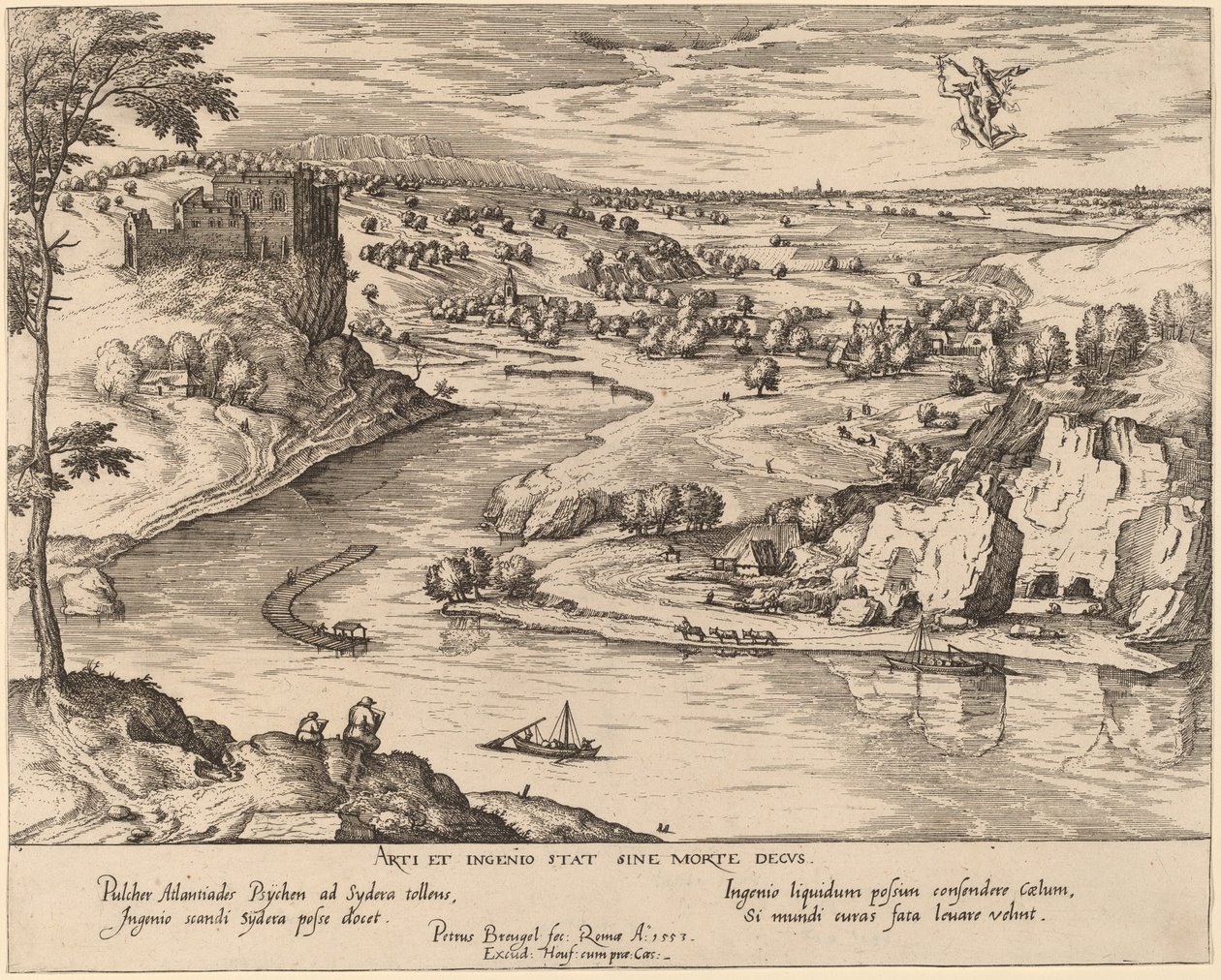 Flodlandskab med Merkur og Psyke af Simon Novellanus after Pieter Bruegel the Elder