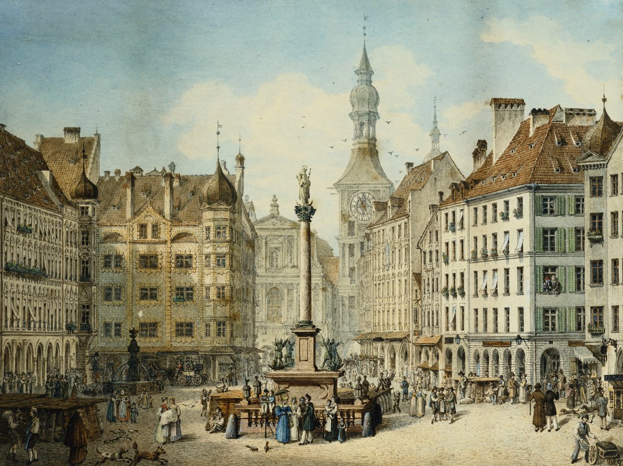 Schrannenplatz, München, 1835 af Simon Quaglio