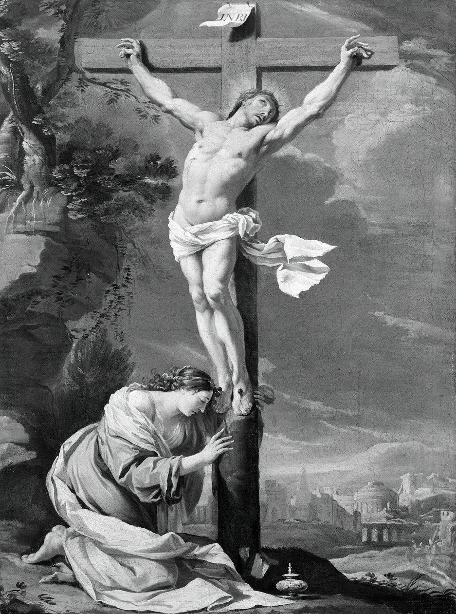Kristus på korset med Maria Magdalena, 164050. af Simon Vouet