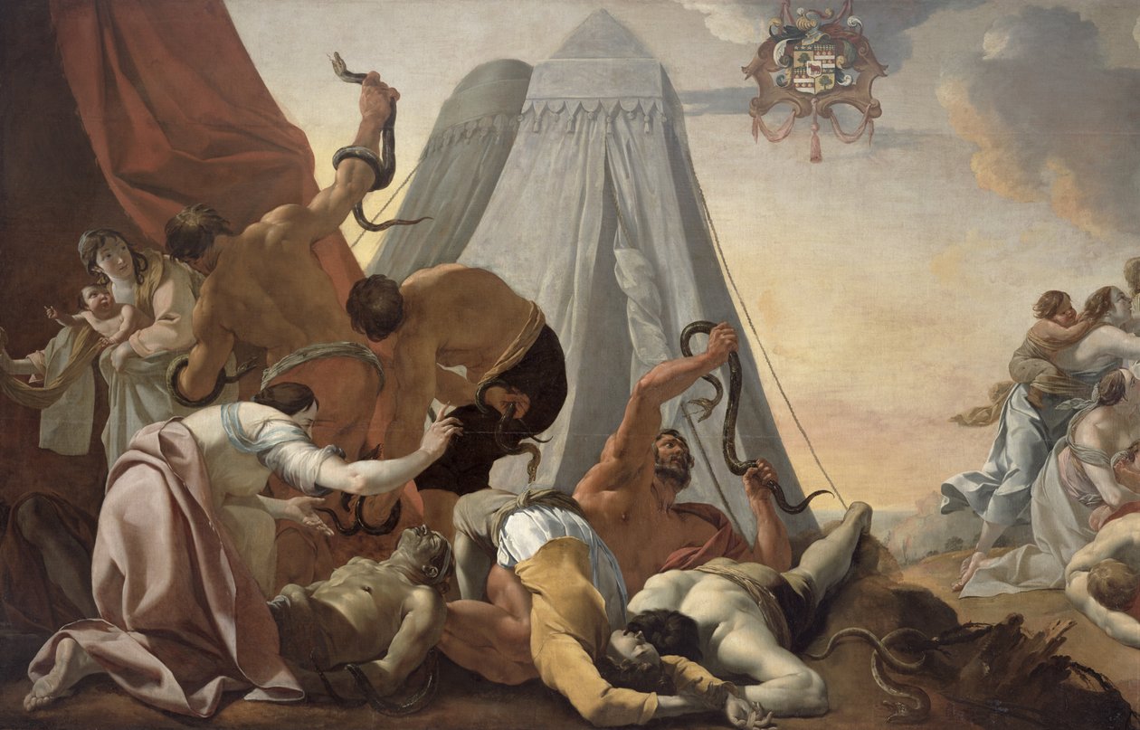 Israelitterne skal se op til bronzeslangen af Simon Vouet