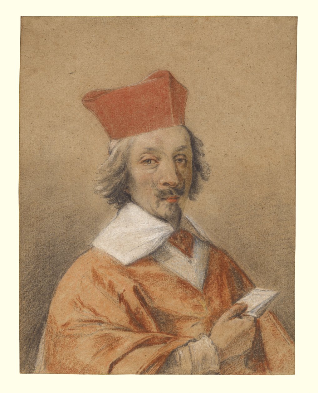 Portræt af Armand-Jean du Plessis, kardinal de Richelieu, ca. 1632-34 (kridt på papir) af Simon Vouet