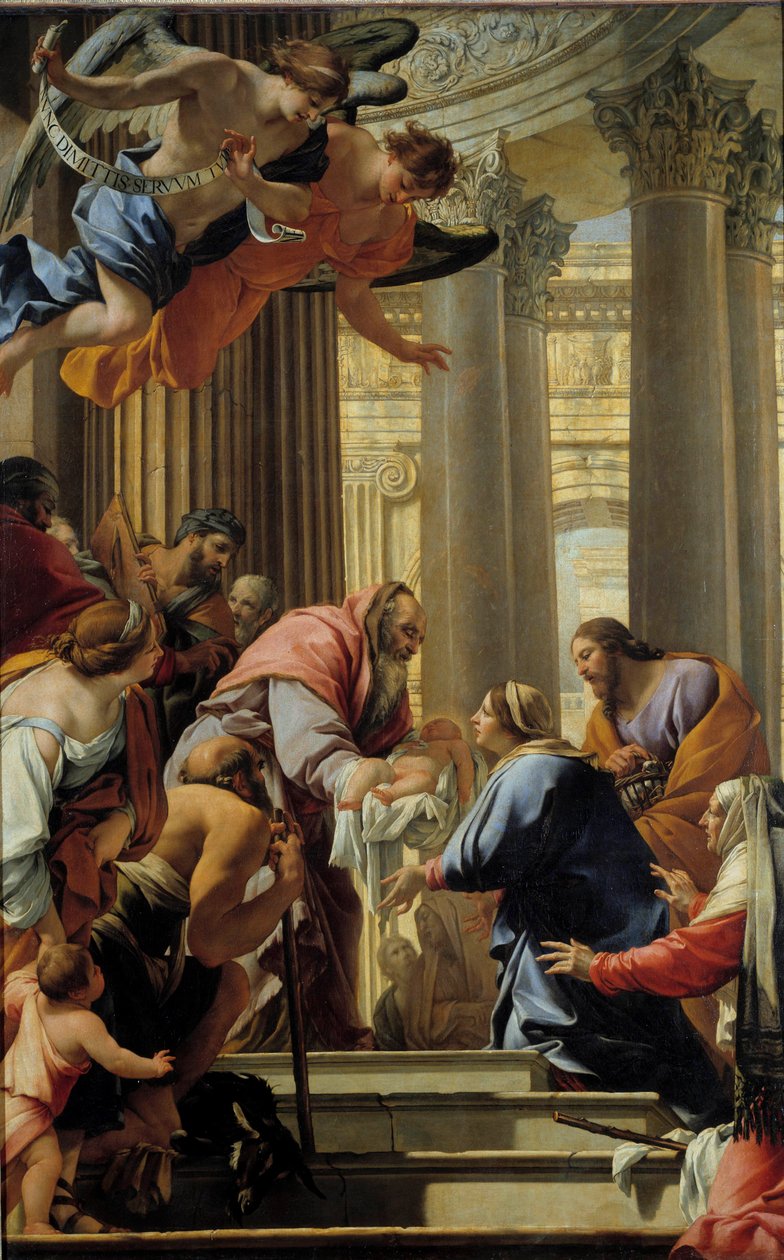 Præsentation ved tempelmaleriet af Simon Vouet (1590-1649) 1600-tallet søn. 3,93x2,5 m af Simon Vouet