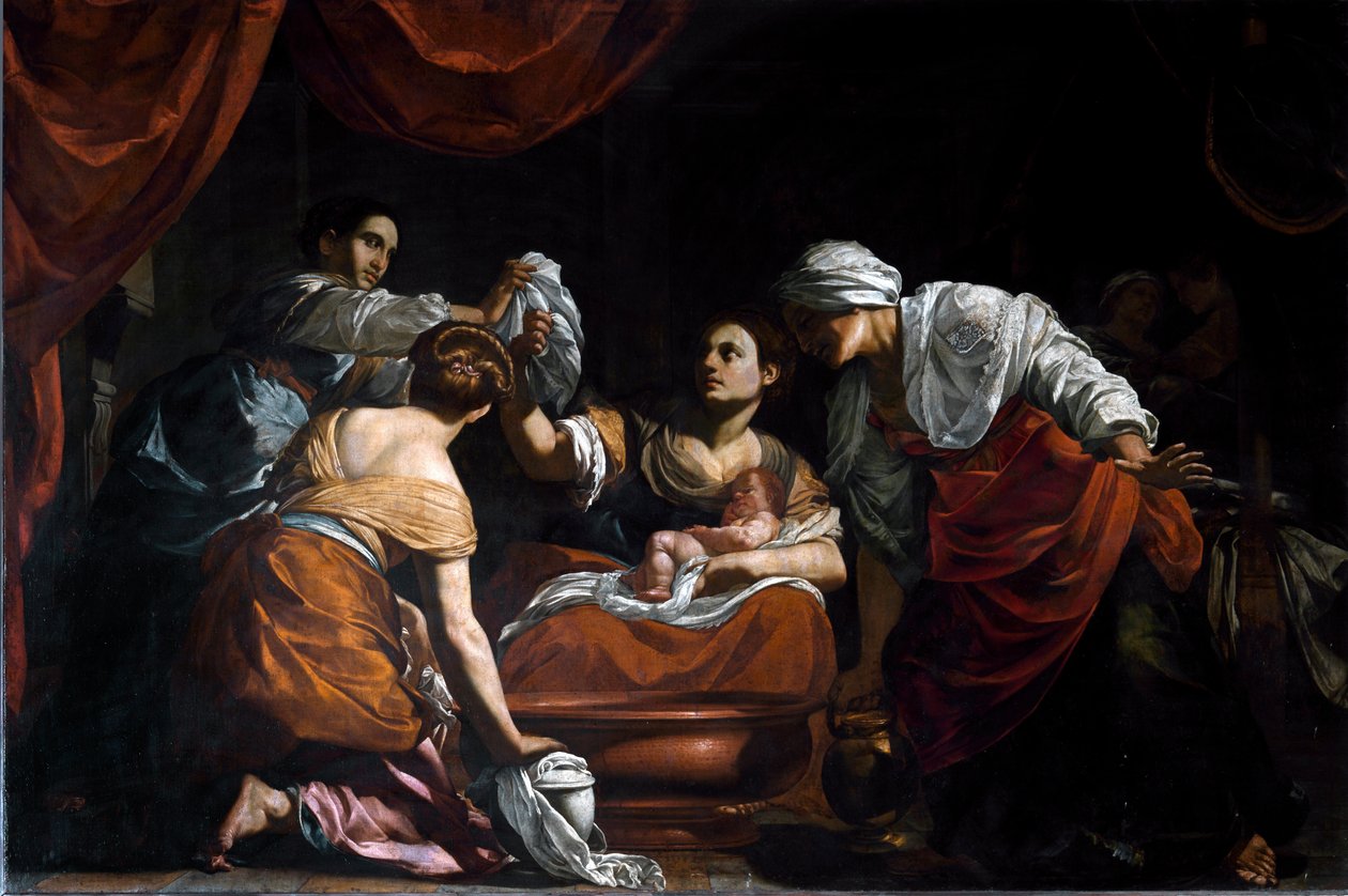 Jomfruens fødsel (olie på lærred af Simon Vouet