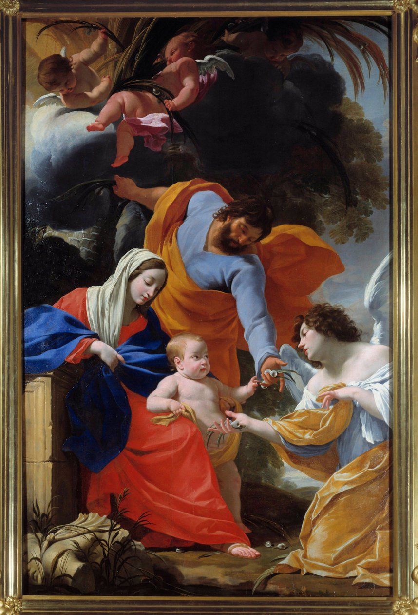 Resten af den hellige familie maleri af Simon Vouet (1590-1649) 1639 Grenoble, Musee des Beaux Arts af Simon Vouet