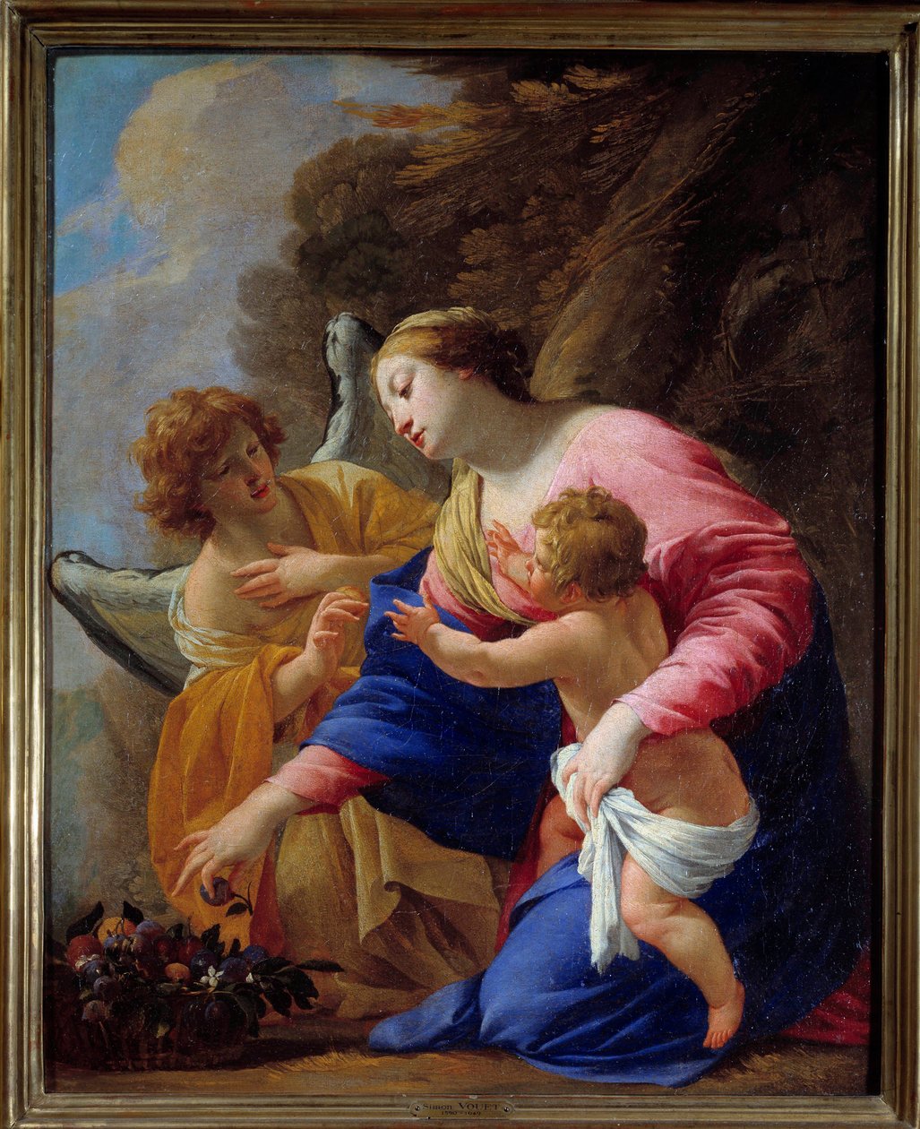 Jomfruen og englen Maleri af Simon Vouet (1590-1649) 1641 søn. 0,77x0,62 m Caen Museum of Fine Arts af Simon Vouet