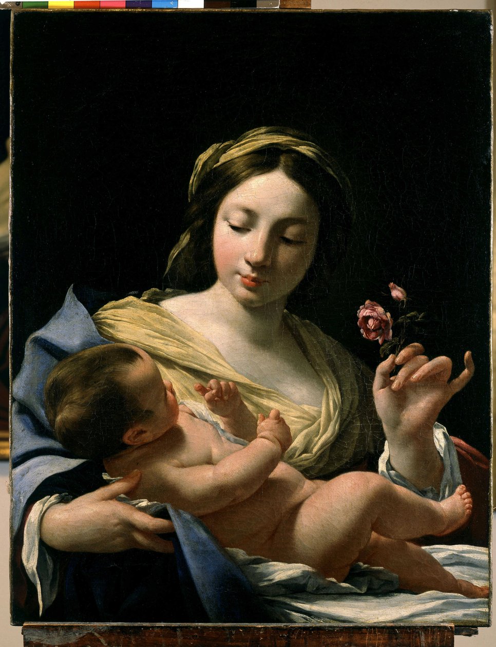 Jomfruen og Jesusbarnet (olie på lærred) af Simon Vouet