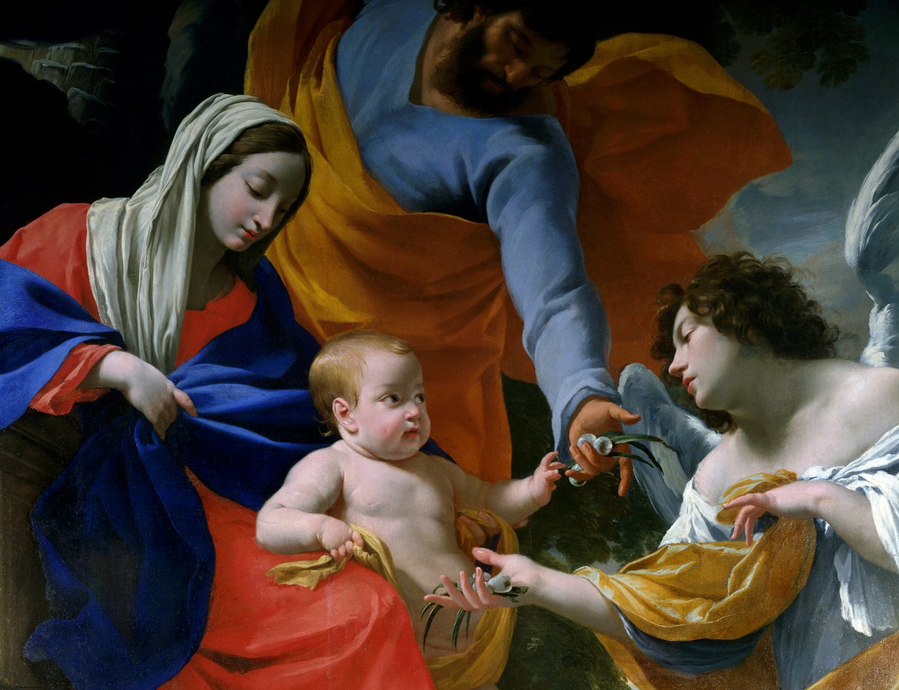 Resten af den hellige familie detalje. Maleri af Simon Vouet (1590-1649) 1639 Grenoble, Musee des Beaux Arts af Simon Vouet