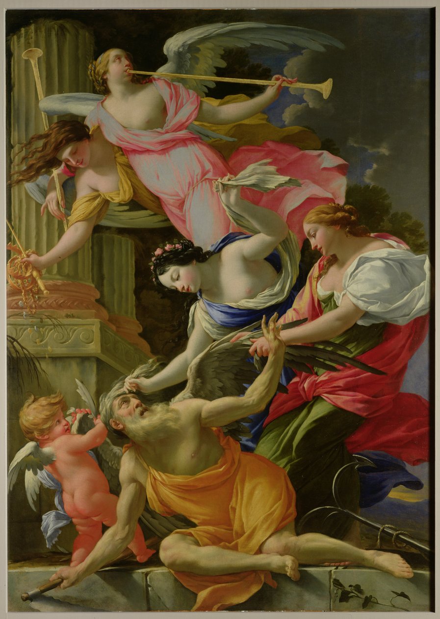 Tiden overvundet af kærlighed, Venus og håb, ca.1645-46 af Simon Vouet