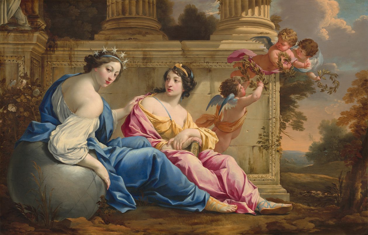 Muserne Urania og Calliope af Simon Vouet and Studio