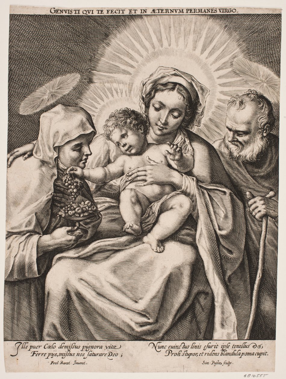 Den hellige familie og den hellige Clara af Simon de Pas