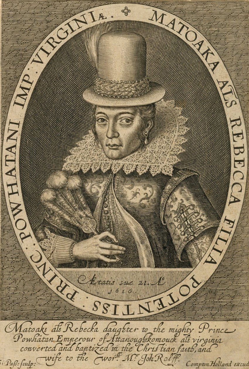 Pocahontas, 1616. af Simon de Passe