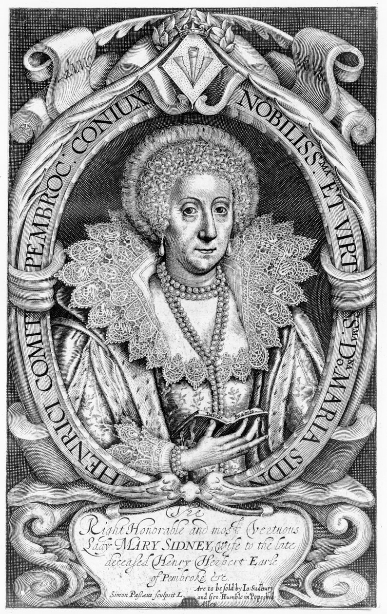 The Right Honorable and most Vertuous Lady Mary Sidney, hustru til afdøde Henry Herbert, Earl of Pembroke undc., udgivet af Sudbury and Humble, 1618 af Simon de Passe