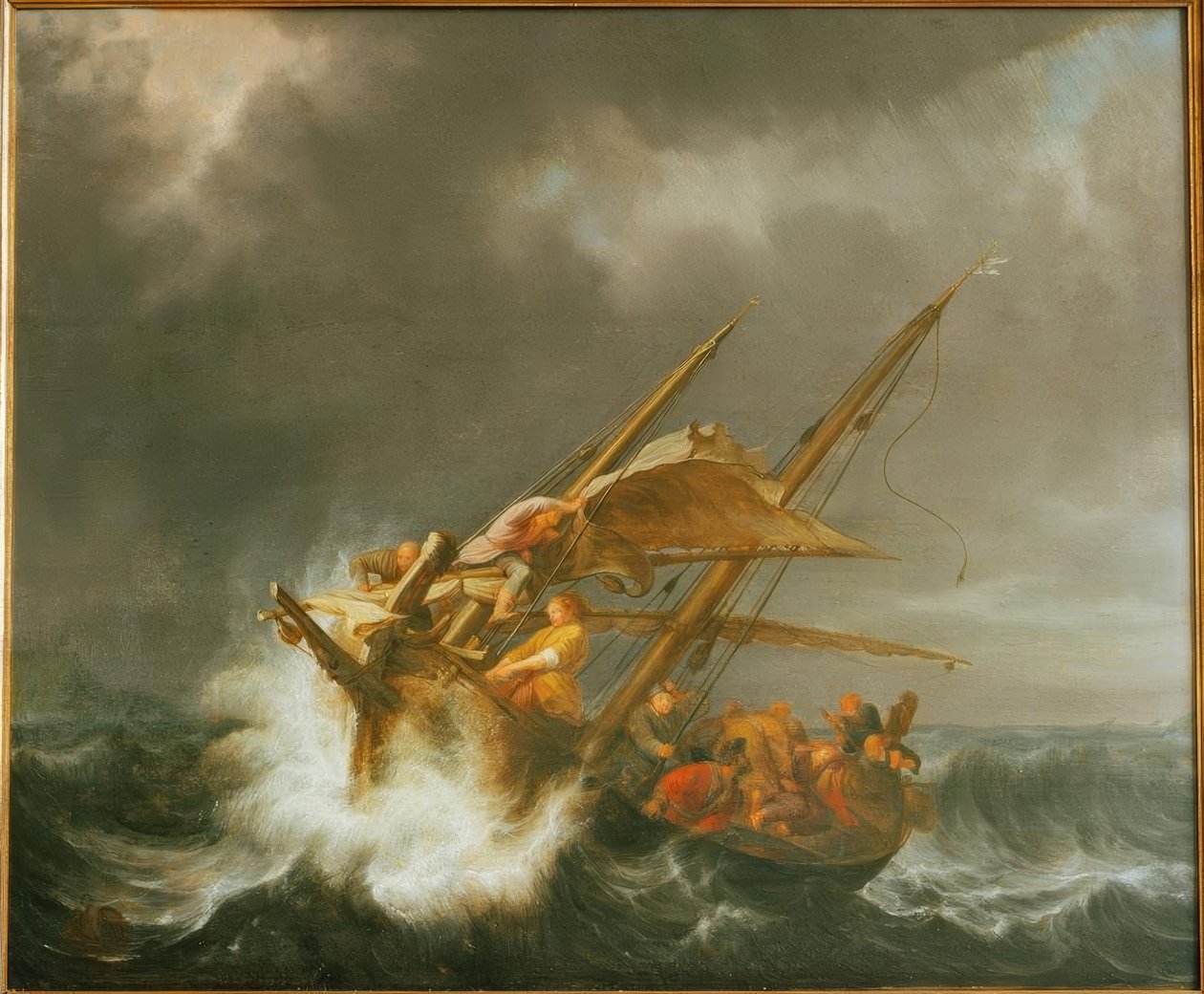 Kristus og disciplene i havstormen af Simon de Vlieger