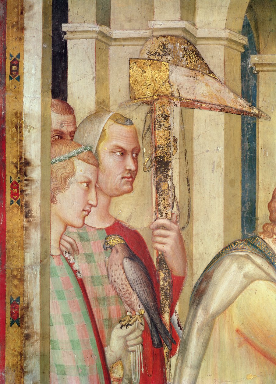 Detalje af en falkoner fra Sankt Martins liv, ca. 1326 af Simone Martini