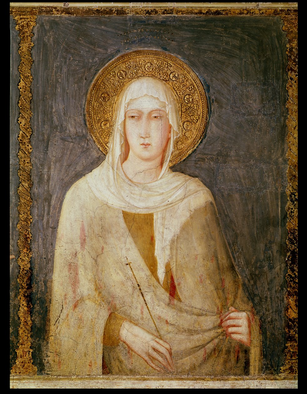 Fem hellige, detalje af St. Clare af Simone Martini